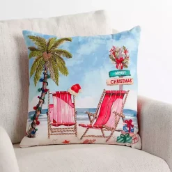 Online Palm Tree Beach Scene Christmas Pillow Pillows