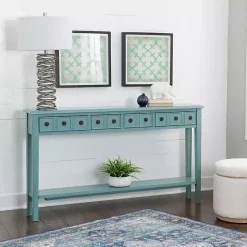 Kirklands Home Console Tables|Paloma Teal 4-Drawer Console Table Green