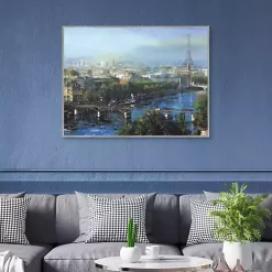 Kirklands Home Canvas Art|Paris Pedestrian Bridge Framed Canas Art Print Multi