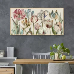 Kirklands Home Canvas Art|Parrot Tulips Framed Canvas Art Print Multi