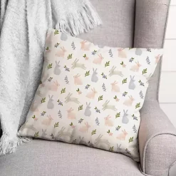 Hot Pastel Botanical Bunnies Indoor/Outdoor Pillow Pillows