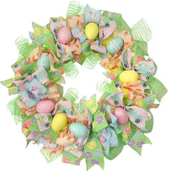 Online Pastel Easter Eggs and Ribbons Wreath Easter Decorations