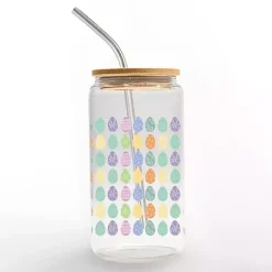 Clearance Pastel Egg Pattern Glass Tumbler Easter Decorations