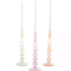 Outlet Pastel Glass Taper Candle Holders, Set of 3 Candle Holders