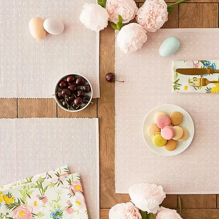 Kirklands Home Table Linens|Pastel Rose Dobby Placemats, Set of 6 Pink