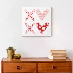 Hot Patterned XOXO Hearts Canvas Art Print Valentines Day Decorations