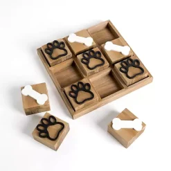 New Paw Print & Dog Bone Wooden Tic-Tac-Toe Set Decorative Accents