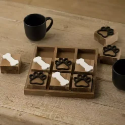 New Paw Print & Dog Bone Wooden Tic-Tac-Toe Set Decorative Accents