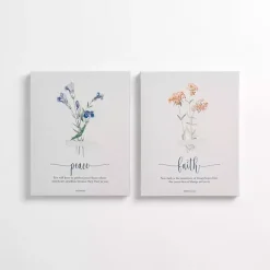 Kirklands Home Canvas Art|Peace and Faith Floral Canvas Art Prints, Set of 2