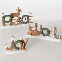 Best Peace, Noel, and Joy Woodland Statues, Set of 3 Christmas Decorations