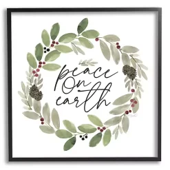 Online Peace on Earth Holly Wreath Wall Plaque Christmas Art & Wall Decor