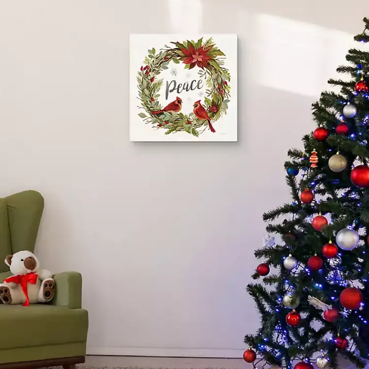 Clearance Peace Wreath Canvas Art Print Christmas Art & Wall Decor