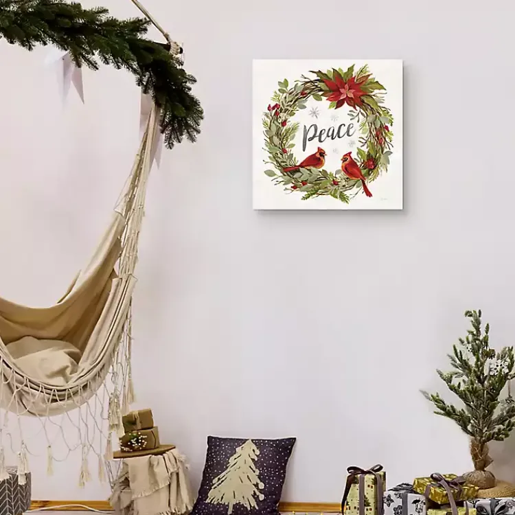 Clearance Peace Wreath Canvas Art Print Christmas Art & Wall Decor