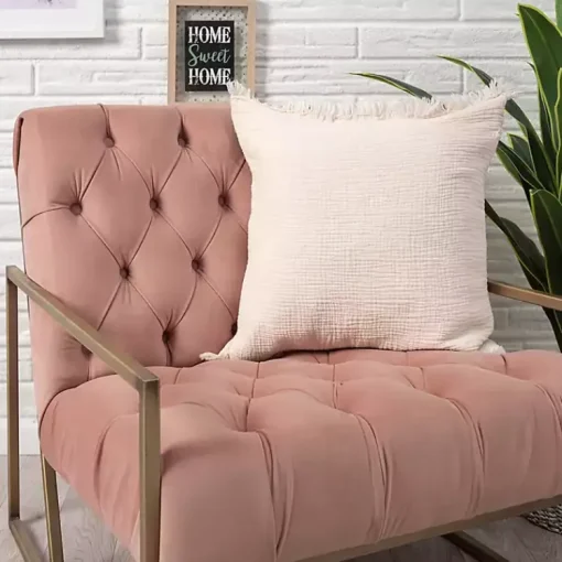 Outlet Peach Gauze Organic Fringe Throw Pillow Pillows