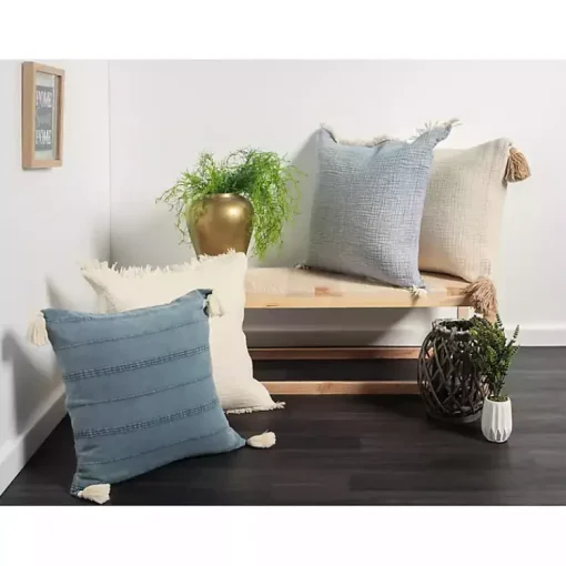 Outlet Peach Gauze Organic Fringe Throw Pillow Pillows