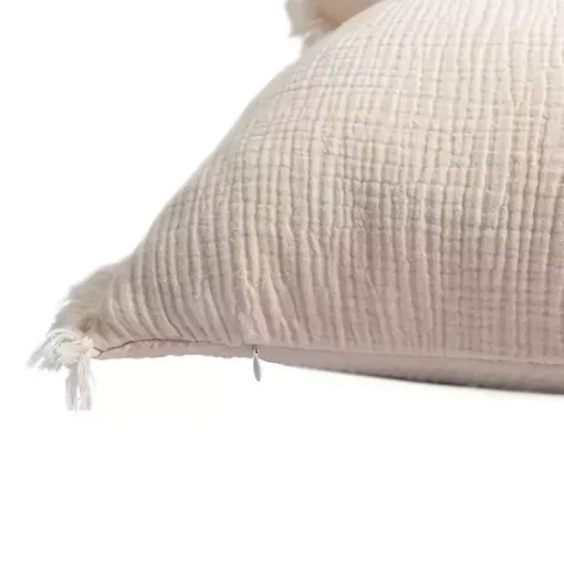 Outlet Peach Gauze Organic Fringe Throw Pillow Pillows