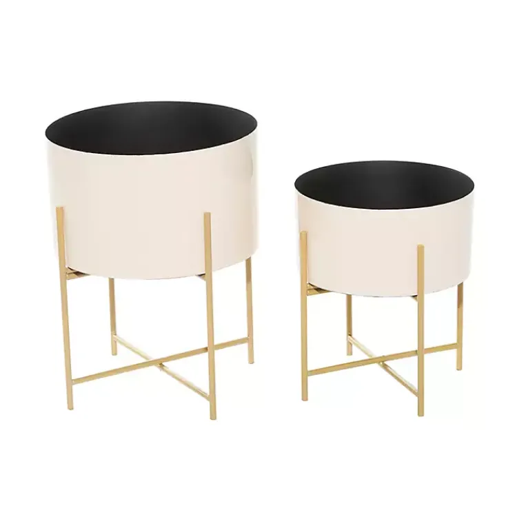 Kirklands Home Planters|Peach Iron X-Base Planters, Set of 2