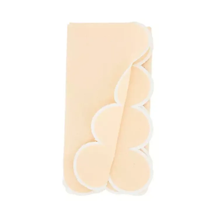 Kirklands Home Table Linens|Peach Scalloped Edge Napkins, Set of 4 Yellow