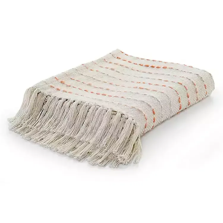 Online Peach Shimmer Stripe Woven Throw Blankets & Throws