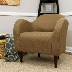 Kirklands Home Accent Chairs|Pecan Julian Upholstered Accent Chair Brown