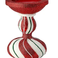 New Peppermint Stripe Candle Holders, Set of 2 Christmas Decorations