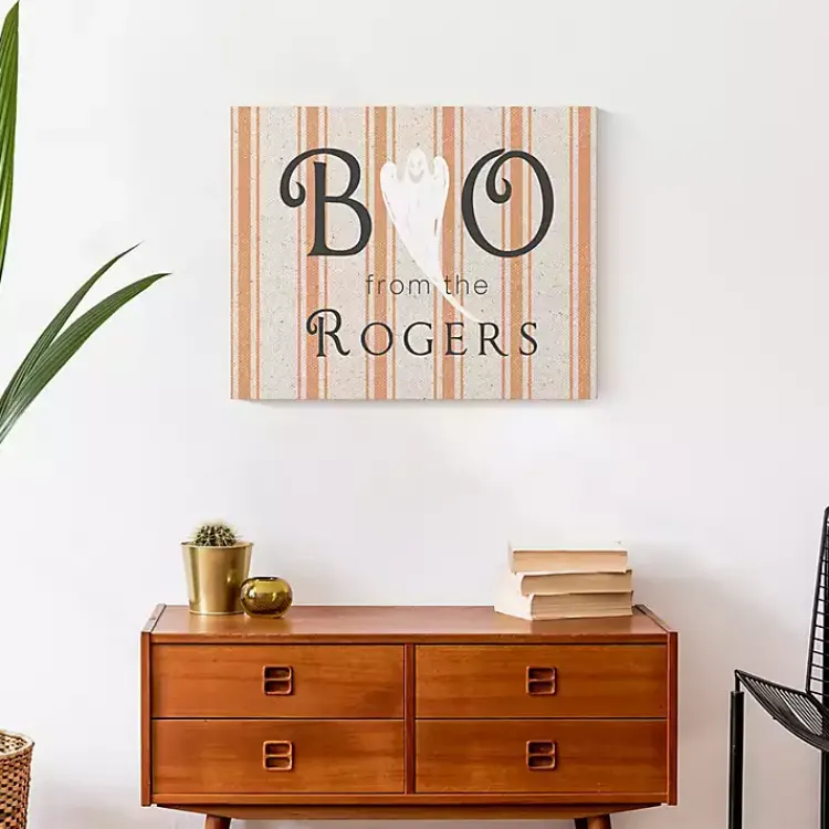 Online Personalized Boo Ghostly Stripes Wall Plaque Halloween