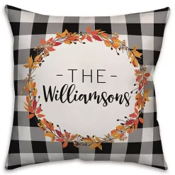 Hot Personalized Buffalo Check Harvest Wreath Pillow Fall