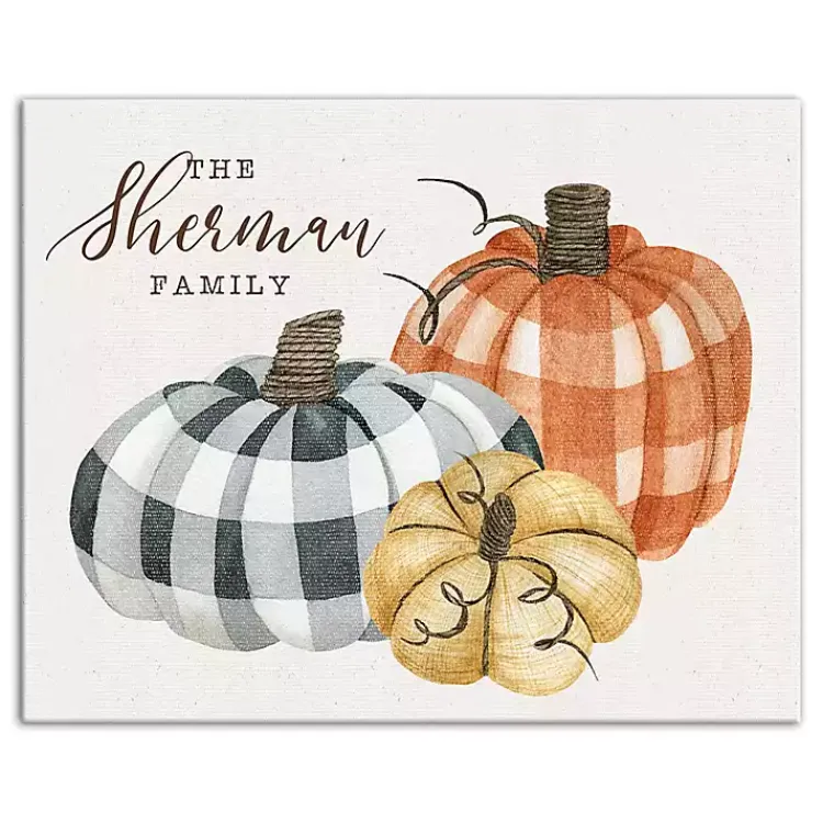 Outlet Personalized Buffalo Check Pumpkins Canvas Print Fall