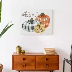 Outlet Personalized Buffalo Check Pumpkins Canvas Print Fall