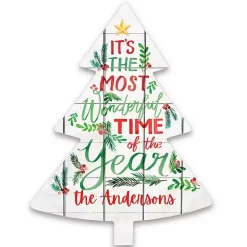 Sale Personalized Christmas Tree Shaped Wall Plaque Christmas Art & Wall Decor