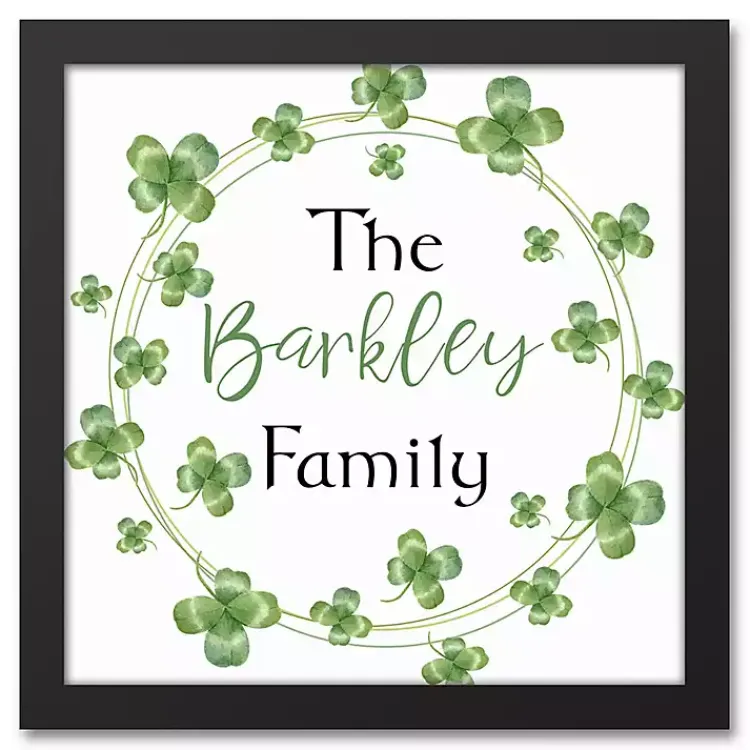 Discount Personalized Clover Wreath Framed Art Print St Patricks Day Decorations