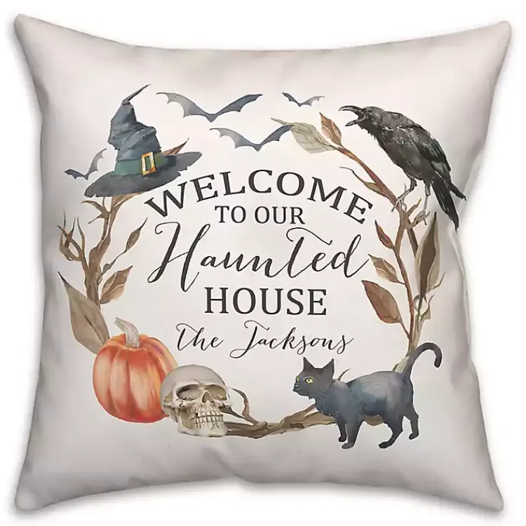 Personalized Haunted House Halloween Pillow Halloween