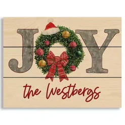 Online Personalized Joy Wreath Wood Pallet Wall Plaque Christmas Art & Wall Decor