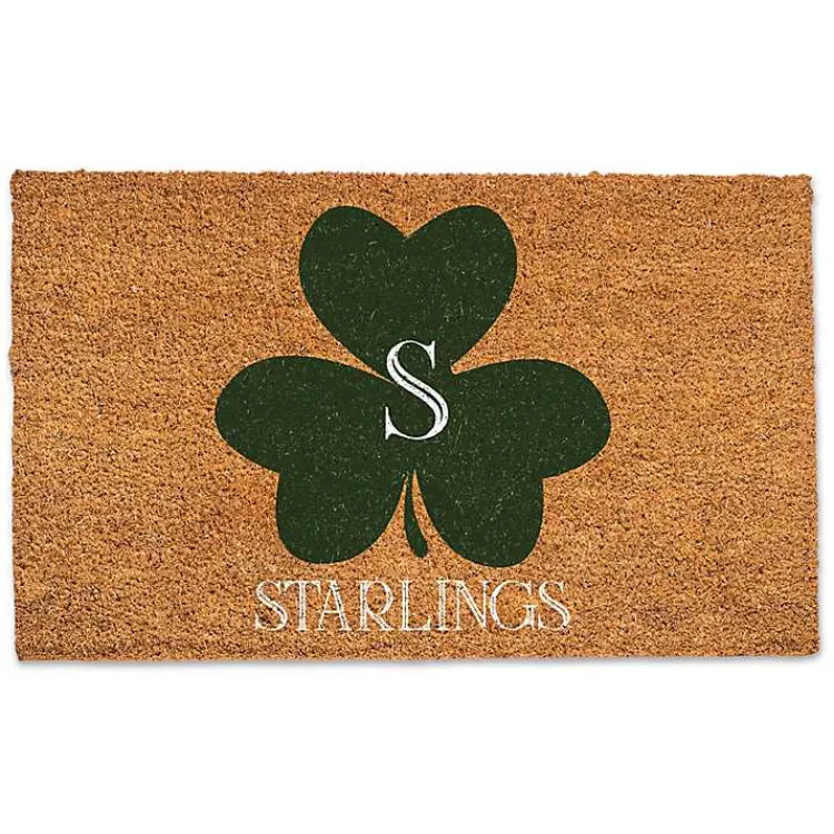 Clearance Personalized Monogram Clover Coir Doormat St Patricks Day Decorations