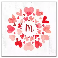 New Personalized Monogram Hearts Canvas Wall Plaque Valentines Day Decorations