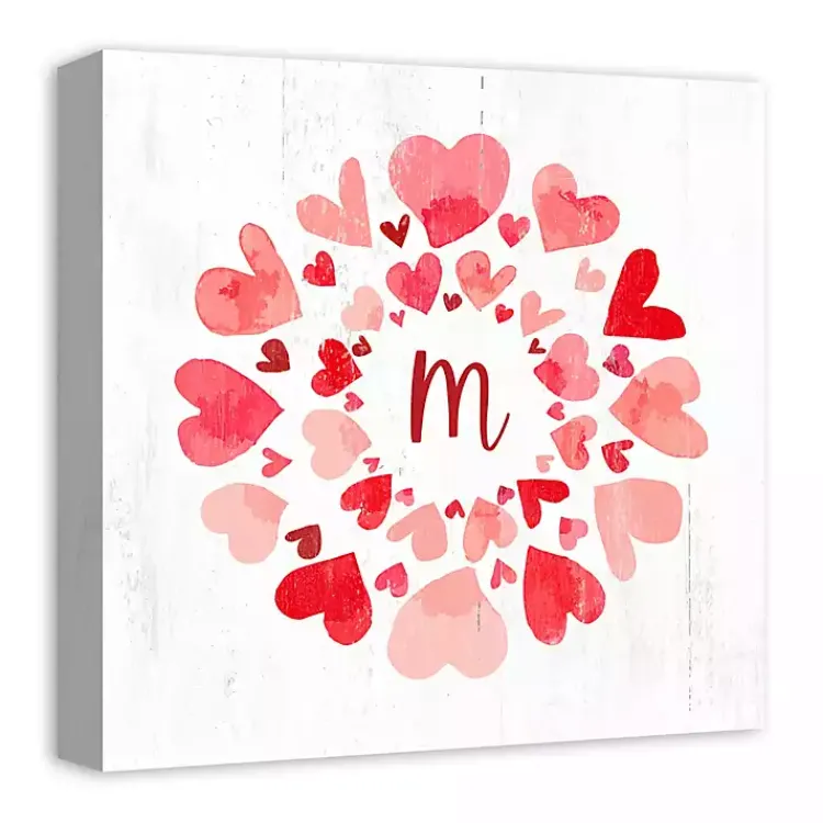 New Personalized Monogram Hearts Canvas Wall Plaque Valentines Day Decorations