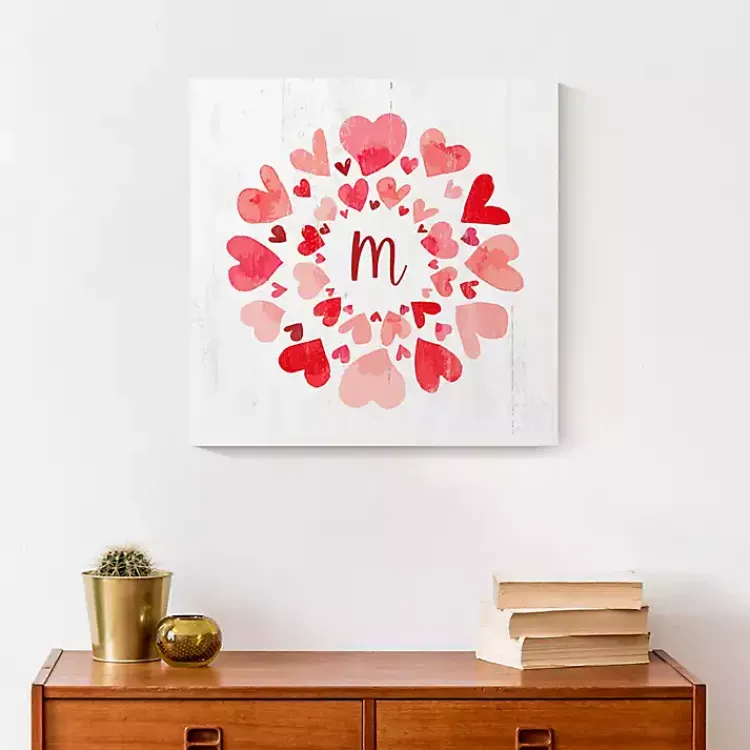 New Personalized Monogram Hearts Canvas Wall Plaque Valentines Day Decorations