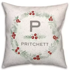 Best Personalized Monogram Holly Wreath Throw Pillow Christmas Pillows