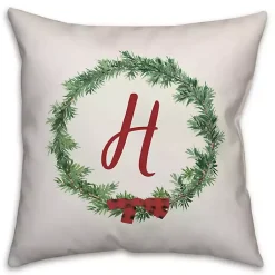 Online Personalized Monogram Ribbon Wreath Outdoor Pillow Pillows