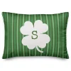 Personalized Monogram Shamrock Stripe Pillow St Patricks Day Decorations