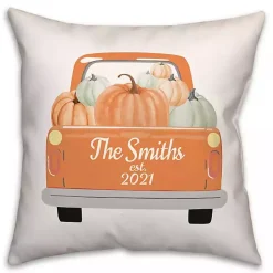 New Personalized Orange Pumpkin Truck Pillow Fall