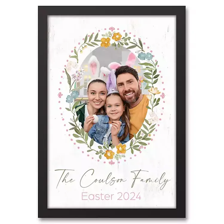 Hot Personalized Photo Floral Wreath Canvas Print Easter Decorations