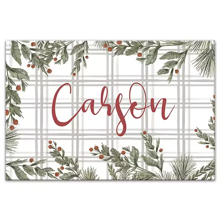 Discount Personalized Plaid Botanical Canvas Art Print Christmas Art & Wall Decor