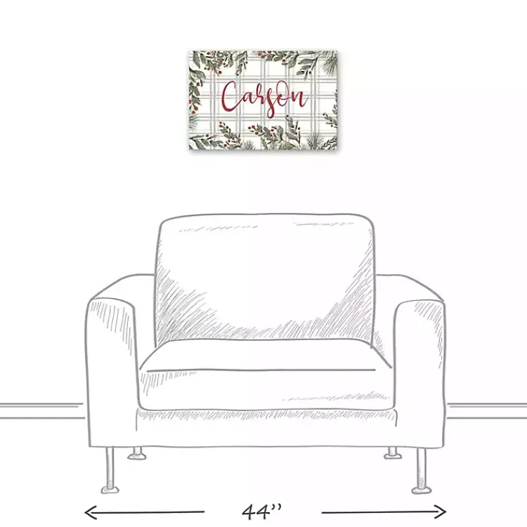 Discount Personalized Plaid Botanical Canvas Art Print Christmas Art & Wall Decor