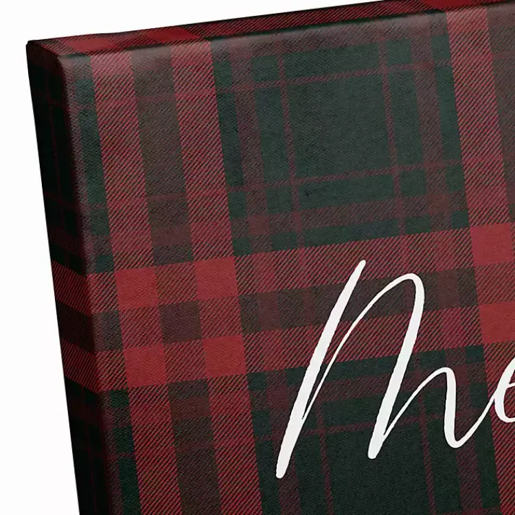 Discount Personalized Plaid Santa Sleigh Canvas Wall Plaque Christmas Art & Wall Decor