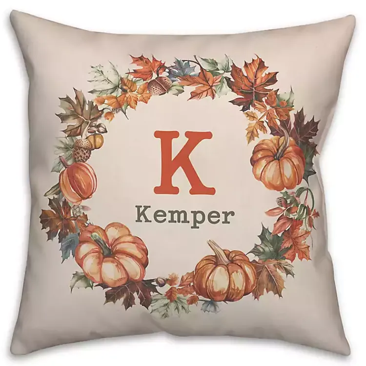 Discount Personalized Pumpkin Wreath Indoor/Outdoor Pillow Fall