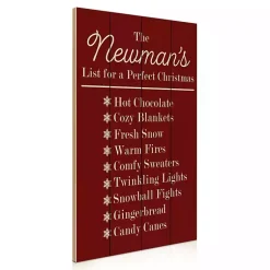 Hot Personalized Family Christmas List Wall Plaque Christmas Art & Wall Decor