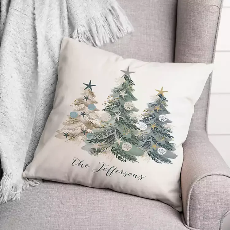 Hot Personalized Seaside Christmas Trees Pillow Christmas Pillows
