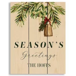 New Personalized Season's Greetings Wood Wall Plaque Christmas Art & Wall Decor