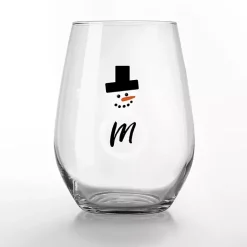Clearance Personalized Snowman Monogram Wine Glass, Set of 2 Christmas Dining & Entertaining